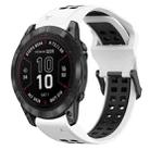 For Garmin Fenix 7S Pro 42mm 20mm Two-Color Reverse Buckle Silicone Watch Band(White+Black) - 1