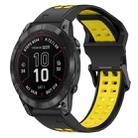 For Garmin Fenix 7S Pro 42mm 20mm Two-Color Reverse Buckle Silicone Watch Band(Black+Yellow) - 1