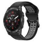 For Garmin Epix Pro 42mm 20mm Two-Color Reverse Buckle Silicone Watch Band(Black+Grey) - 1