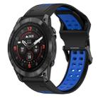 For Garmin Epix Pro 42mm 20mm Two-Color Reverse Buckle Silicone Watch Band(Black+Blue) - 1