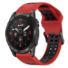 For Garmin Epix Pro 42mm 20mm Two-Color Reverse Buckle Silicone Watch Band(Red+Black) - 1