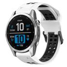 For Garmin Fenix 7S 20mm Two-Color Reverse Buckle Silicone Watch Band(White+Black) - 1