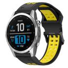 For Garmin Fenix 7S 20mm Two-Color Reverse Buckle Silicone Watch Band(Black+Yellow) - 1