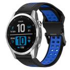 For Garmin Fenix 7S 20mm Two-Color Reverse Buckle Silicone Watch Band(Black+Blue) - 1