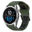 For Garmin Fenix 7S 20mm Two-Color Reverse Buckle Silicone Watch Band(Army Green+Black) - 1