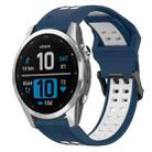 For Garmin Fenix 7S 20mm Two-Color Reverse Buckle Silicone Watch Band(Blue+White) - 1