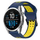 For Garmin Fenix 7S 20mm Two-Color Reverse Buckle Silicone Watch Band(Blue+Yellow) - 1