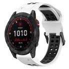 For Garmin Fenix 7S Solar 20mm Two-Color Reverse Buckle Silicone Watch Band(White+Black) - 1