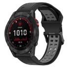 For Garmin Fenix 7S Solar 20mm Two-Color Reverse Buckle Silicone Watch Band(Black+Grey) - 1