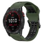 For Garmin Fenix 7S Solar 20mm Two-Color Reverse Buckle Silicone Watch Band(Army Green+Black) - 1