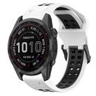 For Garmin Fenix 7S Sapphire Solar 20mm Two-Color Reverse Buckle Silicone Watch Band(White+Black) - 1