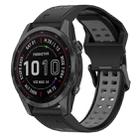 For Garmin Fenix 7S Sapphire Solar 20mm Two-Color Reverse Buckle Silicone Watch Band(Black+Grey) - 1