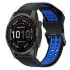 For Garmin Fenix 7S Sapphire Solar 20mm Two-Color Reverse Buckle Silicone Watch Band(Black+Blue) - 1