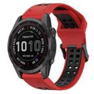 For Garmin Fenix 7S Sapphire Solar 20mm Two-Color Reverse Buckle Silicone Watch Band(Red+Black) - 1