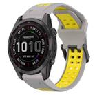 For Garmin Fenix 7S Sapphire Solar 20mm Two-Color Reverse Buckle Silicone Watch Band(Grey+Yellow) - 1