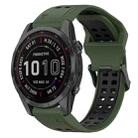 For Garmin Fenix 7S Sapphire Solar 20mm Two-Color Reverse Buckle Silicone Watch Band(Army Green+Black) - 1