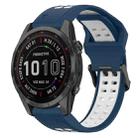 For Garmin Fenix 7S Sapphire Solar 20mm Two-Color Reverse Buckle Silicone Watch Band(Blue+White) - 1