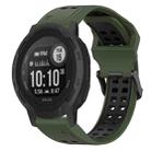 For Garmin Instinct 2S 20mm Two-Color Reverse Buckle Silicone Watch Band(Army Green+Black) - 1