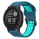 For Garmin Instinct 2S 20mm Two-Color Reverse Buckle Silicone Watch Band(Blue+Teal) - 1