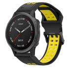 For Garmin Fenix 6S 20mm Two-Color Reverse Buckle Silicone Watch Band(Black+Yellow) - 1