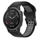 For Garmin Fenix 6S 20mm Two-Color Reverse Buckle Silicone Watch Band(Black+Grey) - 1