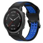 For Garmin Fenix 6S 20mm Two-Color Reverse Buckle Silicone Watch Band(Black+Blue) - 1
