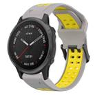 For Garmin Fenix 6S 20mm Two-Color Reverse Buckle Silicone Watch Band(Grey+Yellow) - 1