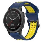 For Garmin Fenix 6S 20mm Two-Color Reverse Buckle Silicone Watch Band(Blue+Yellow) - 1