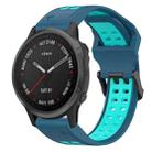 For Garmin Fenix 6S 20mm Two-Color Reverse Buckle Silicone Watch Band(Blue+Teal) - 1