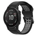 For Garmin Fenix 6S Pro 20mm Two-Color Reverse Buckle Silicone Watch Band(Black+Grey) - 1