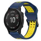 For Garmin Fenix 6S Pro 20mm Two-Color Reverse Buckle Silicone Watch Band(Blue+Yellow) - 1