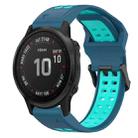 For Garmin Fenix 6S Pro 20mm Two-Color Reverse Buckle Silicone Watch Band(Blue+Teal) - 1
