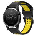 For Garmin Fenix 5S 20mm Two-Color Reverse Buckle Silicone Watch Band(Black+Yellow) - 1