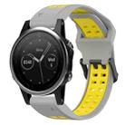 For Garmin Fenix 5S 20mm Two-Color Reverse Buckle Silicone Watch Band(Grey+Yellow) - 1