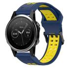 For Garmin Fenix 5S 20mm Two-Color Reverse Buckle Silicone Watch Band(Blue+Yellow) - 1