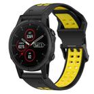 For Garmin Fenix 5S Plus 20mm Two-Color Reverse Buckle Silicone Watch Band(Black+Yellow) - 1