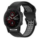 For Garmin Fenix 5S Plus 20mm Two-Color Reverse Buckle Silicone Watch Band(Black+Grey) - 1