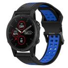 For Garmin Fenix 5S Plus 20mm Two-Color Reverse Buckle Silicone Watch Band(Black+Blue) - 1