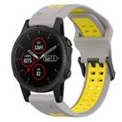 For Garmin Fenix 5S Plus 20mm Two-Color Reverse Buckle Silicone Watch Band(Grey+Yellow) - 1