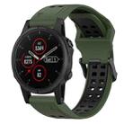 For Garmin Fenix 5S Plus 20mm Two-Color Reverse Buckle Silicone Watch Band(Army Green+Black) - 1