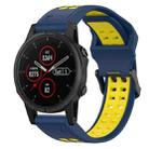 For Garmin Fenix 5S Plus 20mm Two-Color Reverse Buckle Silicone Watch Band(Blue+Yellow) - 1