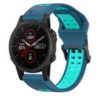 For Garmin Fenix 5S Plus 20mm Two-Color Reverse Buckle Silicone Watch Band(Blue+Teal) - 1