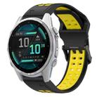 For Garmin Fenix 8 AMOLED 43mm Two Color Reverse Buckle 20mm Silicone Watch Band(Black+Yellow) - 1