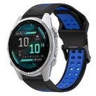 For Garmin Fenix 8 AMOLED 43mm Two Color Reverse Buckle 20mm Silicone Watch Band(Black+Blue) - 1