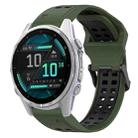 For Garmin Fenix 8 AMOLED 43mm Two Color Reverse Buckle 20mm Silicone Watch Band(Army Green+Black) - 1