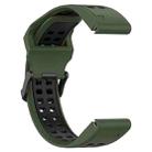 For Garmin Fenix 8 AMOLED 43mm Two Color Reverse Buckle 20mm Silicone Watch Band(Army Green+Black) - 2