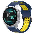 For Garmin Fenix 8 AMOLED 43mm Two Color Reverse Buckle 20mm Silicone Watch Band(Blue+Yellow) - 1