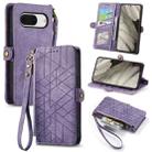 For Google Pixel 8 Geometric Zipper Wallet Side Buckle Leather Phone Case(Purple) - 1