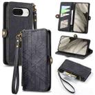 For Google Pixel 8 Geometric Zipper Wallet Side Buckle Leather Phone Case(Black) - 1