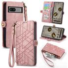 For Google Pixel 7 Geometric Zipper Wallet Side Buckle Leather Phone Case(Pink) - 1